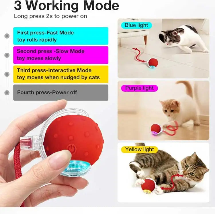 Interactive Chirping Cat Toy Ball with Motion Activation