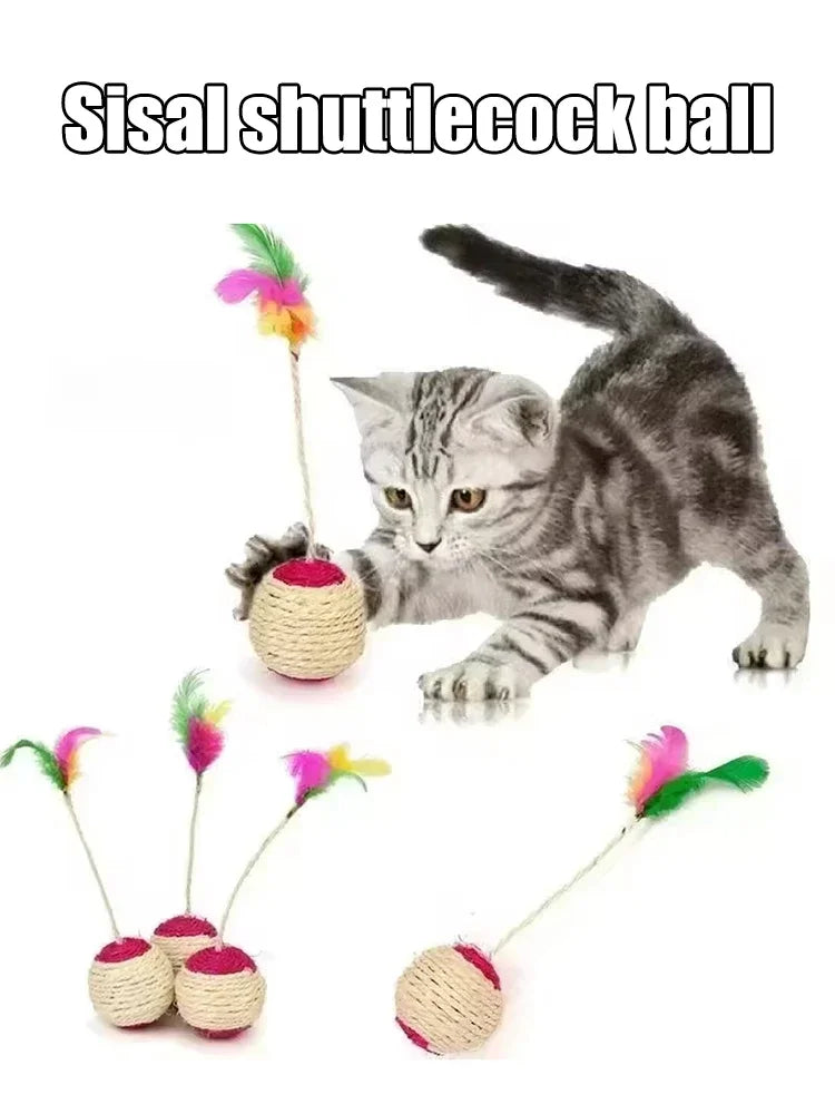 Pelota Interactiva para Gatos de Sisal y Plumas