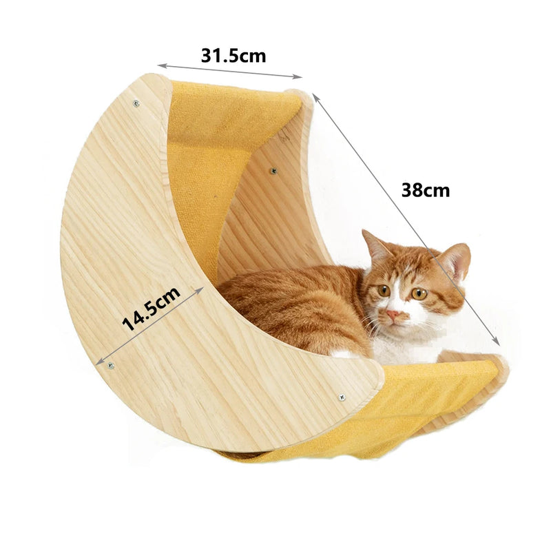 Étagère Murale pour Chat en Forme de Lune avec Hamac