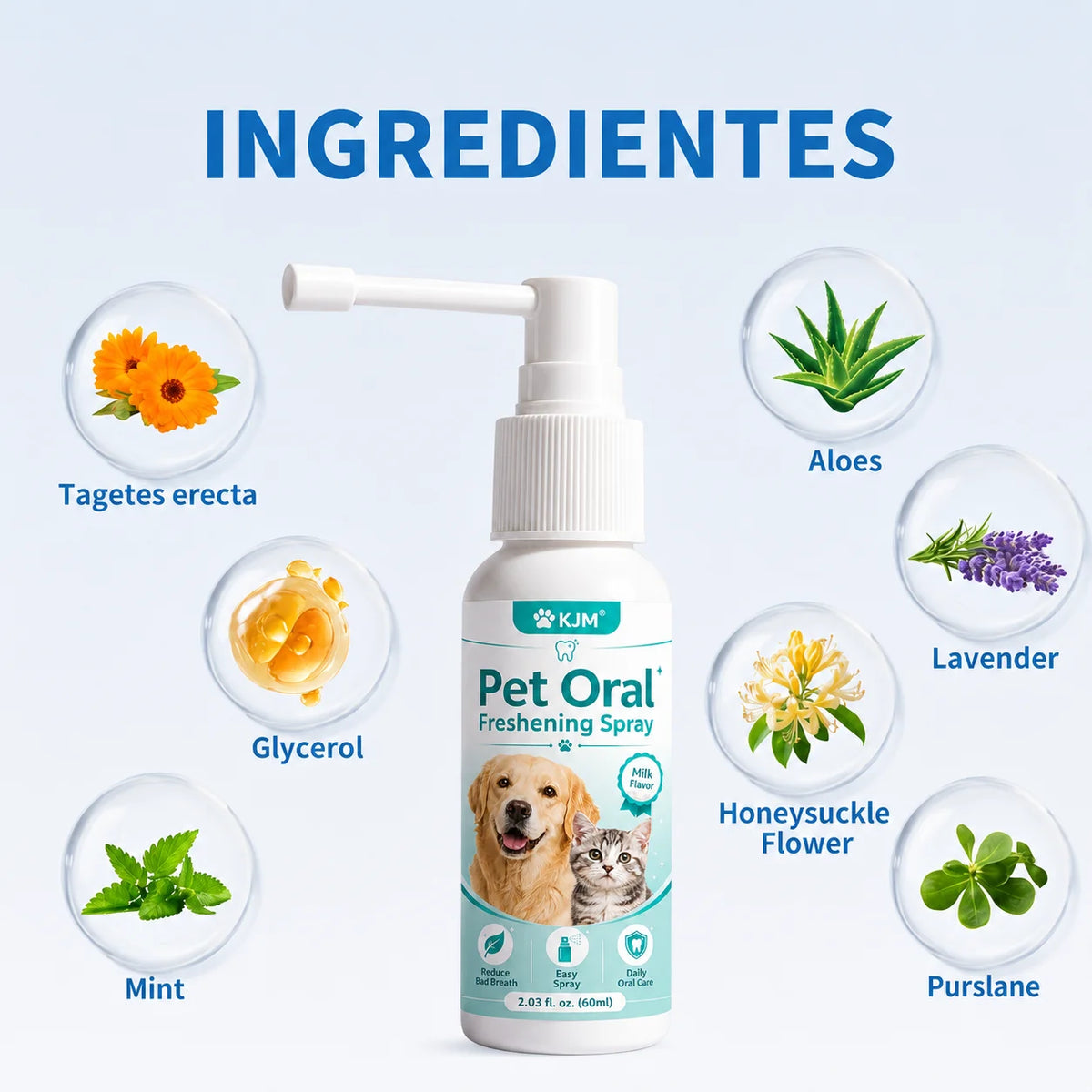 2-in-1 Pet Dental Spray for Fresh Breath & Tartar Control