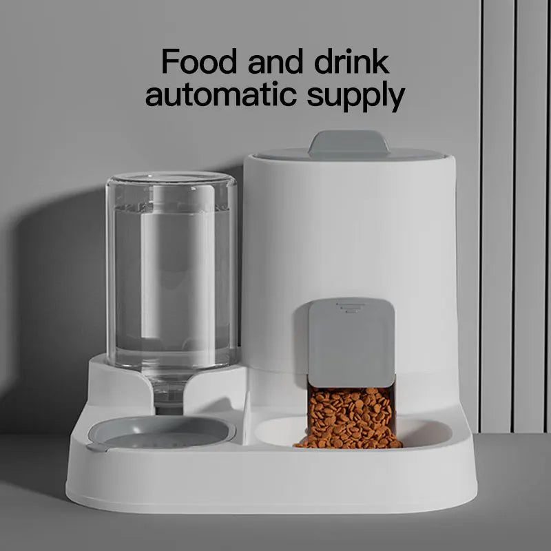 Gravity-Fed Cat Water Dispenser & Feeder with Spill-Proof Design
