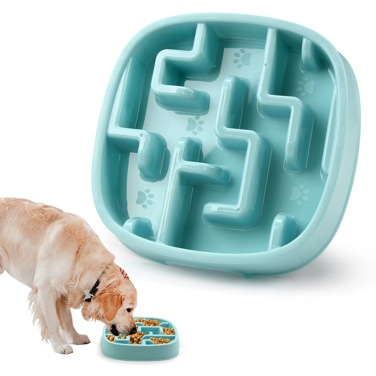 Anti-Gulping Maze Slow Feeder Dog Bowl with Non-Slip Base