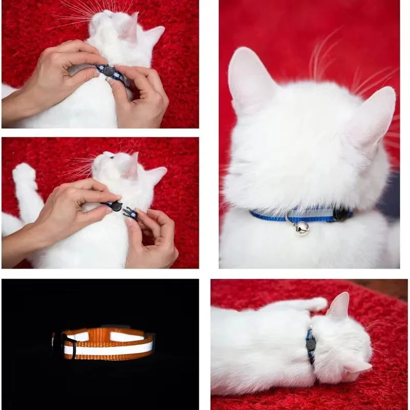 Reflective Cat Head Pet Collar with Bell for Cats and Small Dogs