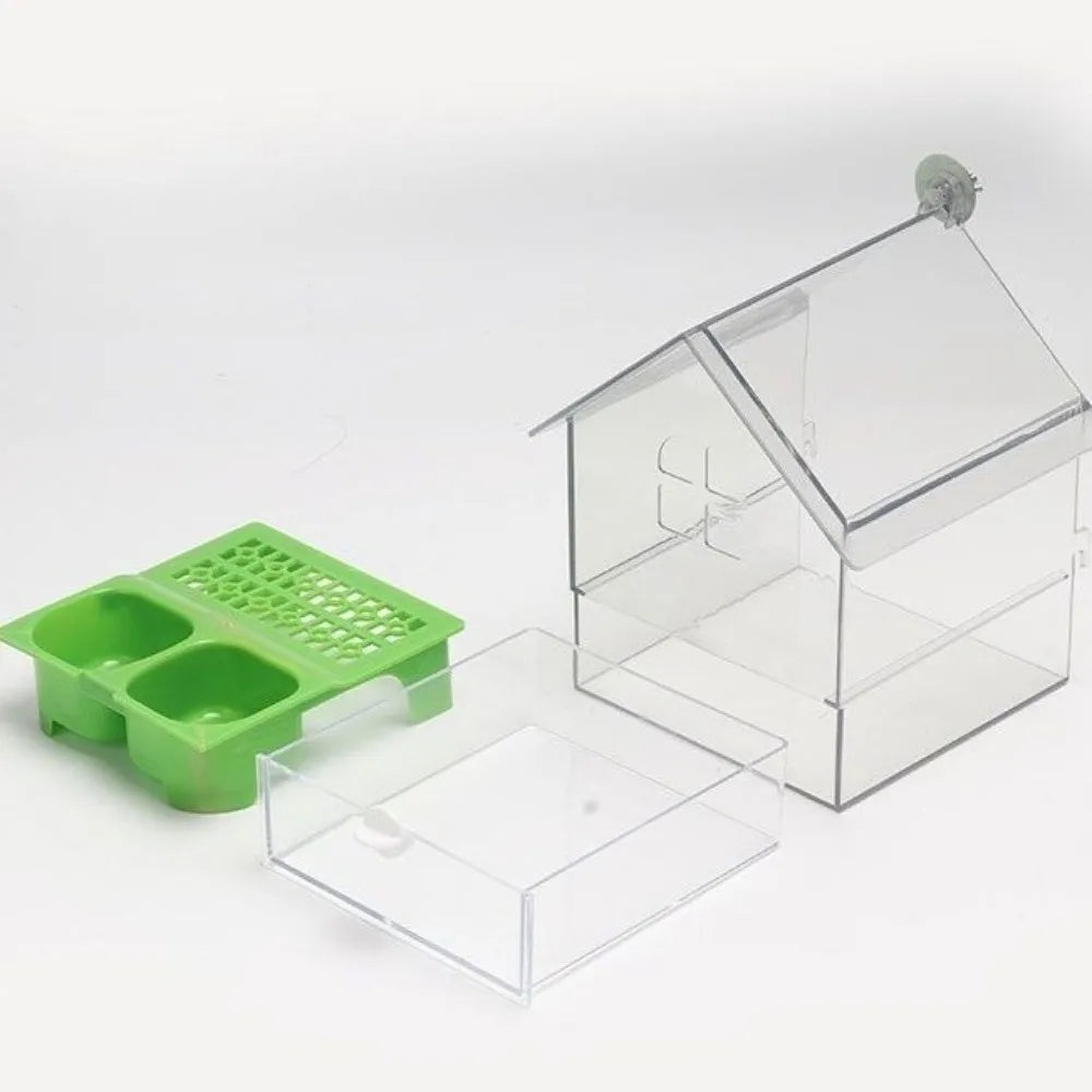 Hanging Parrot Feeder with Pull-Out Bath and Transparent Design