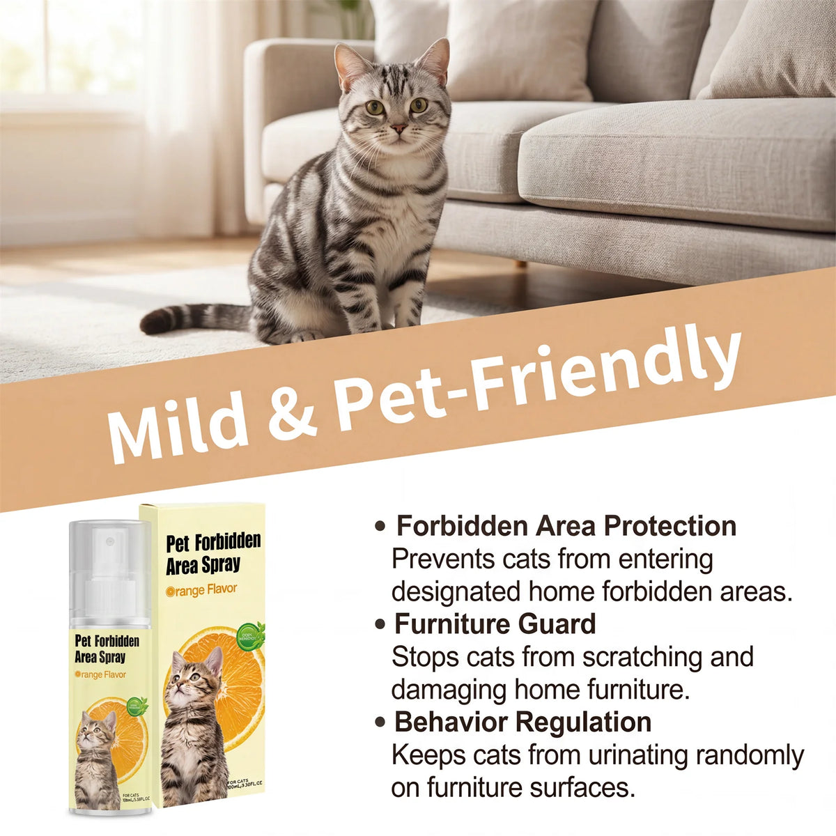 Gentle Cat Deterrent Spray for Furniture Protection