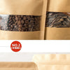 Wiederverwendbare Kraftpapier-Zip-Beutel mit gerösteten Kaffeebohnen und Samen