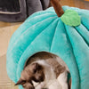 3D Pumpkin Pet House - Semi-Enclosed Bed with Removable Cushion