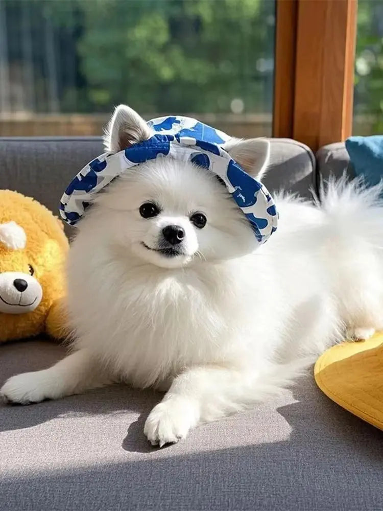 Adjustable Pet Bucket Hat with Ear Openings for Sun Protection