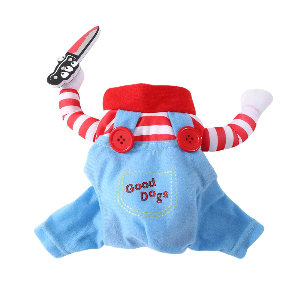 Adjustable Halloween Dog Costume with Foam Knife for Small & Medium Pets