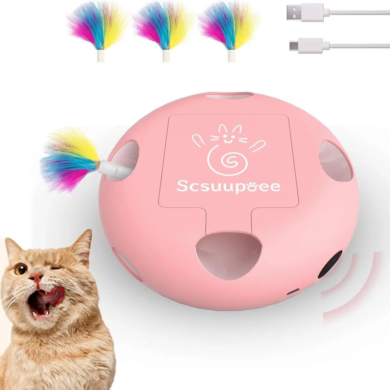 Jouet interactif intelligent pour chat avec plumes mobiles