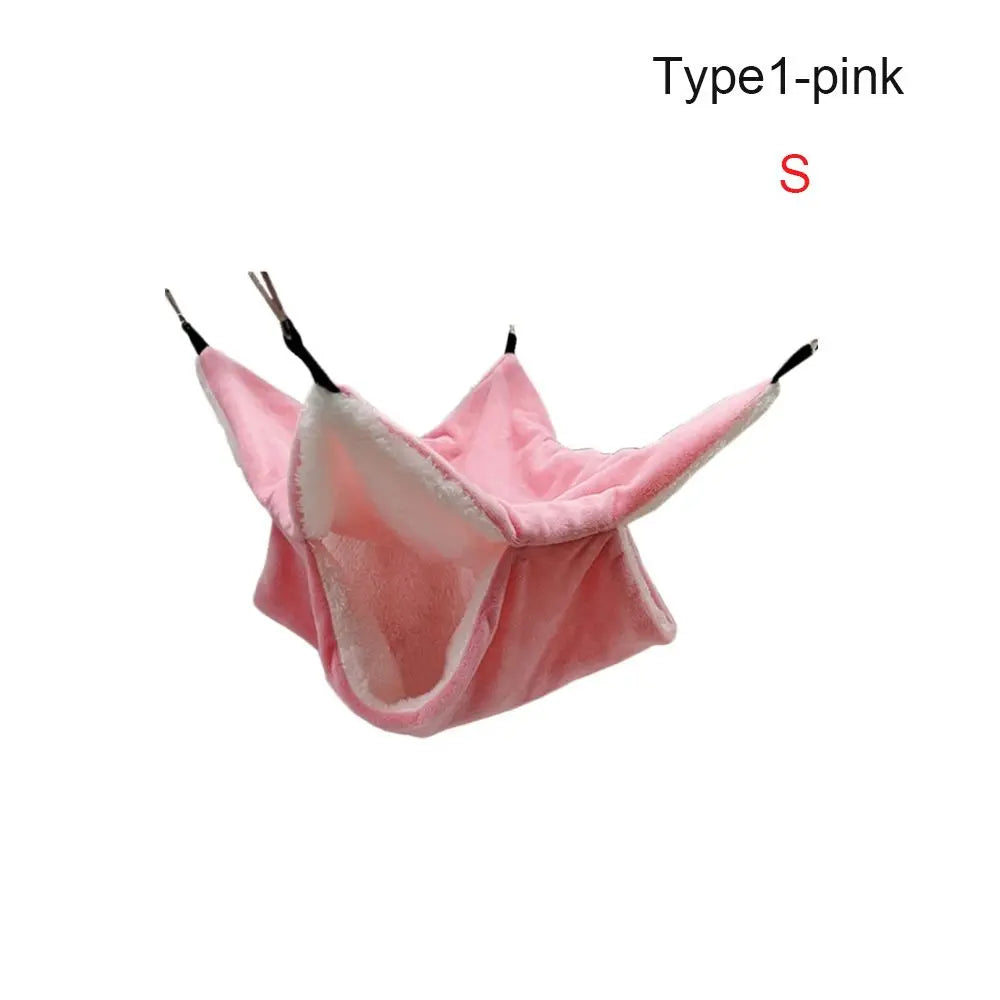 Hamaca para mascotas rosa tipo 1, talla S, hecha de tela suave y mullida de doble capa.