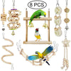 Ensemble de Jouets en Bois pour Oiseaux avec Balances et Clochettes