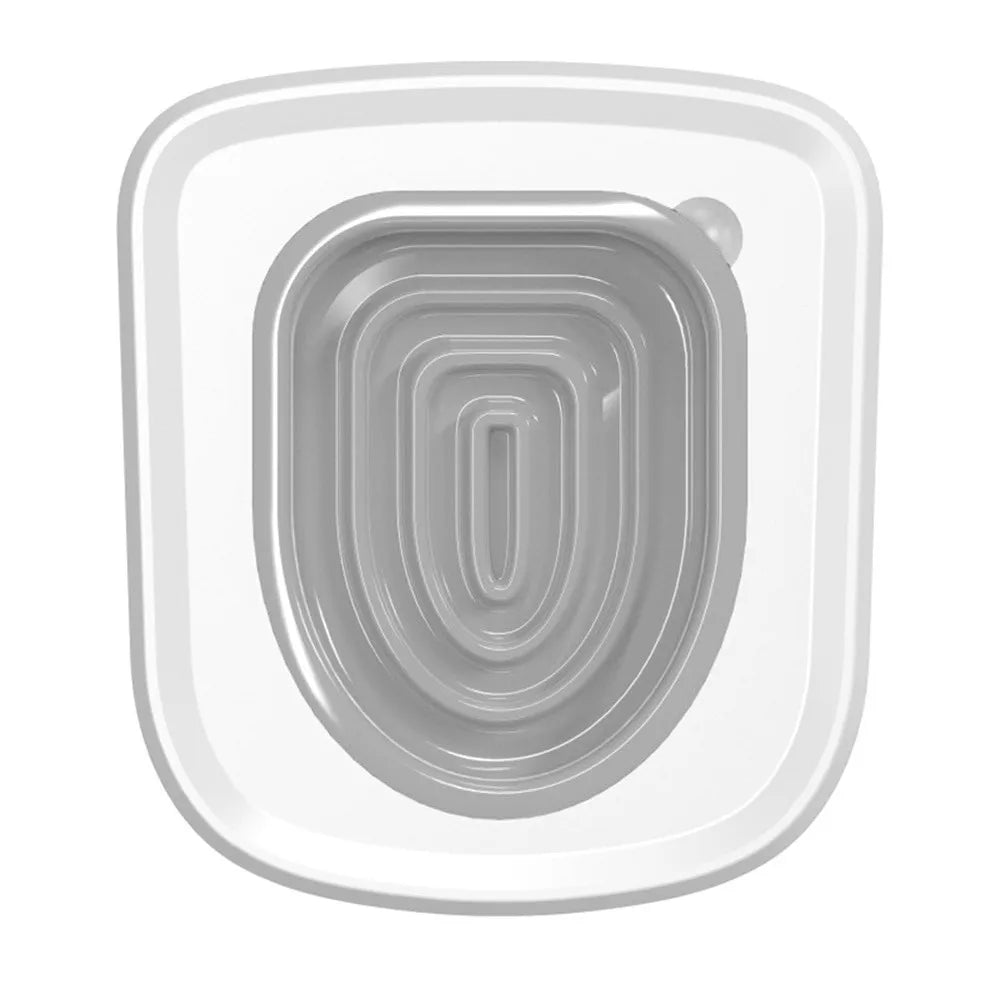 Producto de silicona ovalado blanco para entrenamiento reutilizable de inodoro para gatos.