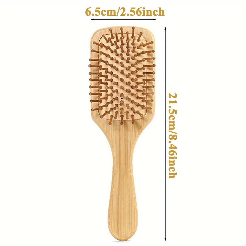 Natural Bamboo Air Cushion Scalp Massage Hair Brush – Detangling & Anti-Static