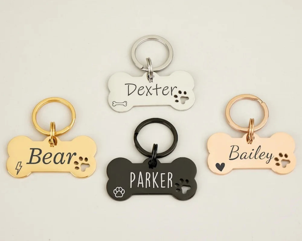 Personalized Stainless Steel Bone-Shaped Dog ID Tag