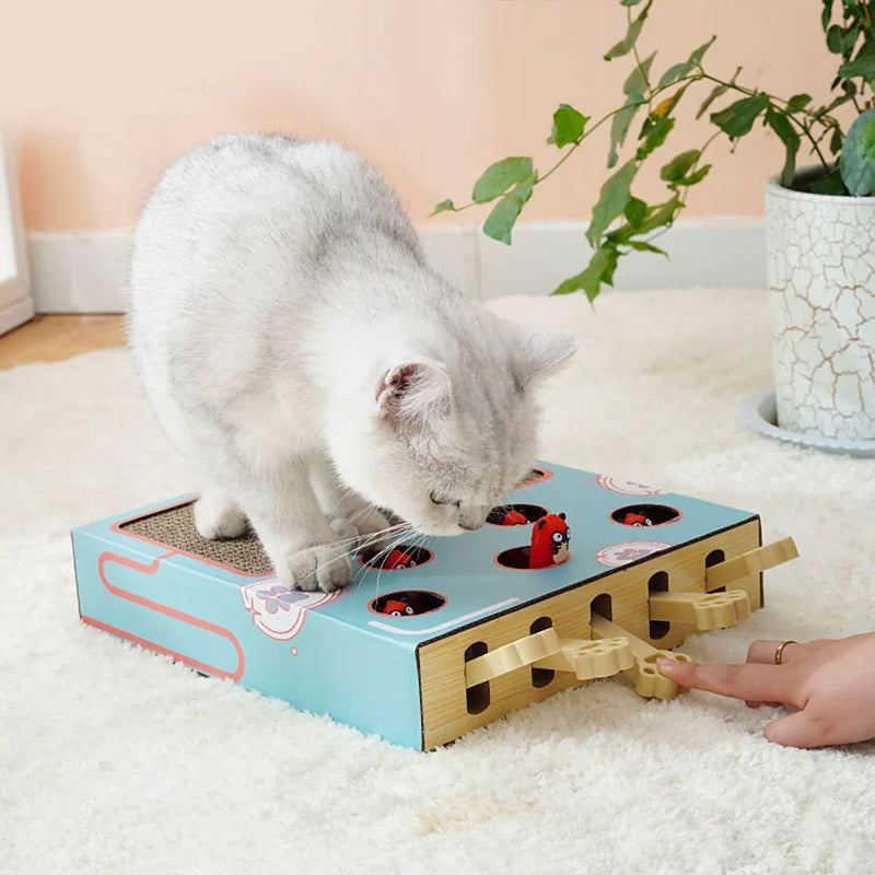 Whack-a-Mole Cat Scratching Board Toy - Interactive Fun