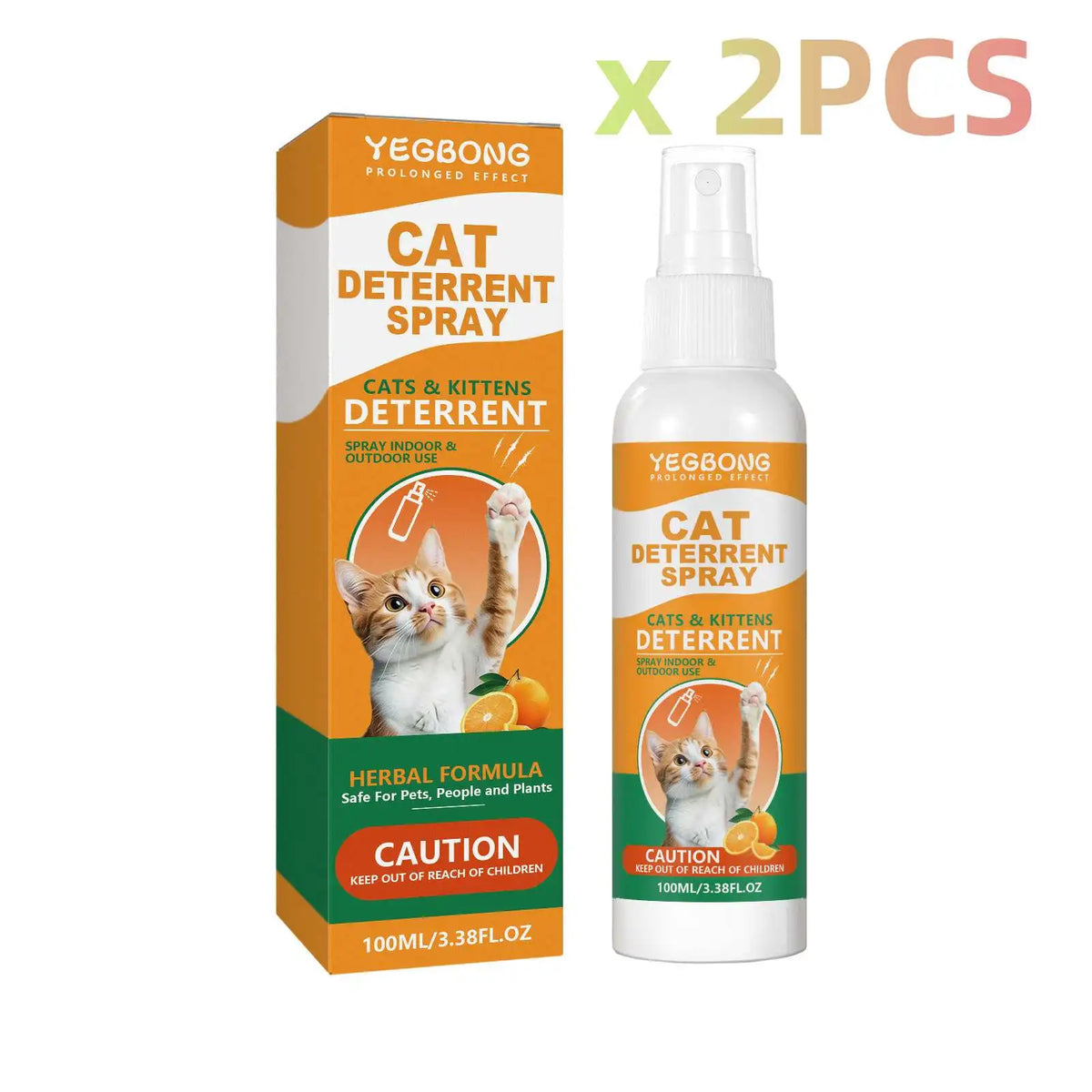 Two bottles of Yegbong Cat Deterrent Spray for pets and plants