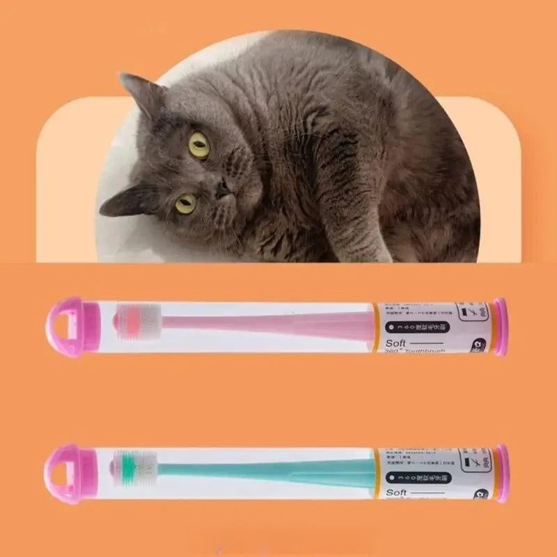 360° Soft Silicone Pet Toothbrush for Cats and Small Dogs