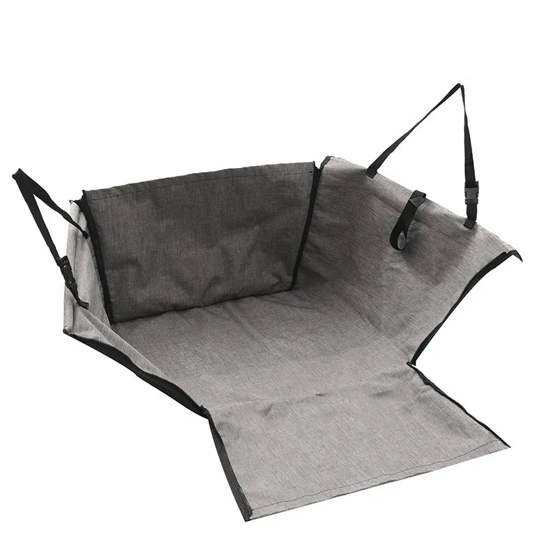 Gray pet car seat hammock cover with straps