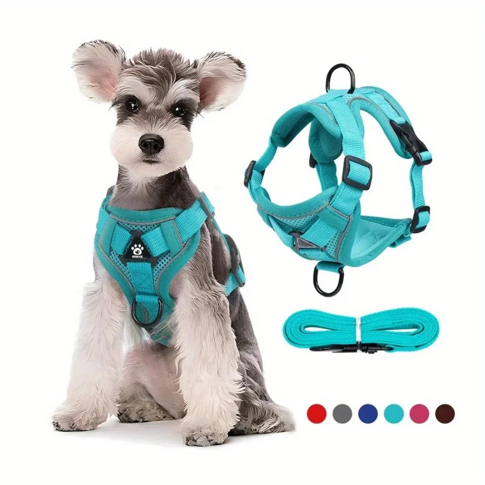 Adjustable No-Pull Dog Harness with Reflective Leash Set