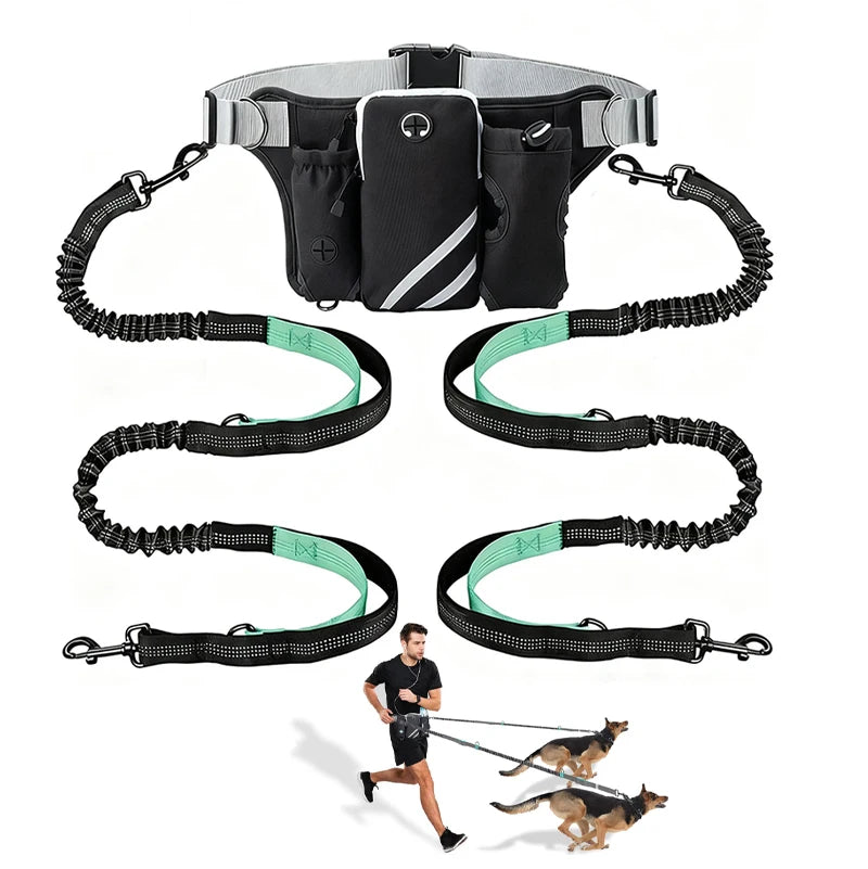 Hands-Free Reflective Dog Walking Belt with Storage Pouch