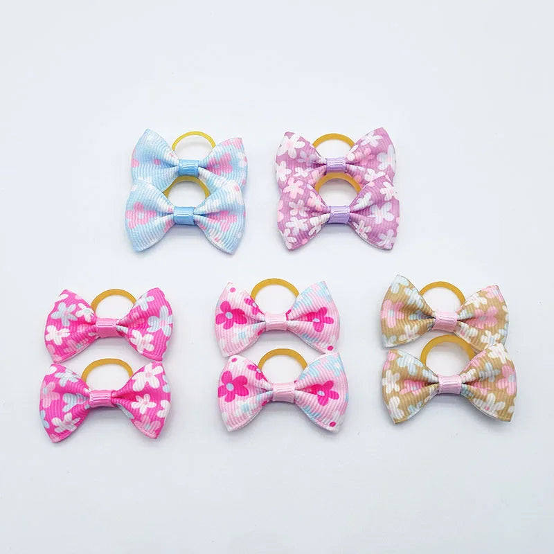 Pet Hair Bows with Elastic Bands (100-Pack)