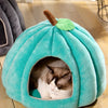 3D Pumpkin Pet House - Semi-Enclosed Bed with Removable Cushion