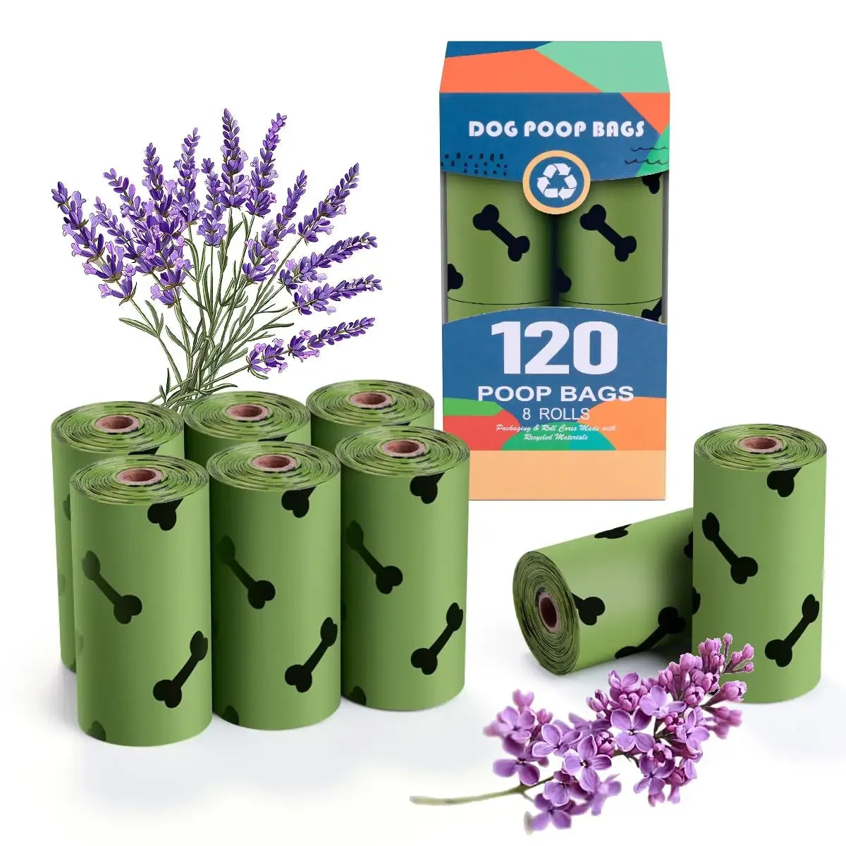 Lavender Scented Biodegradable Dog Poop Bags (120 Count)
