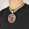 Custom Photo Medallion Pendant Necklace in 18k Gold Finish