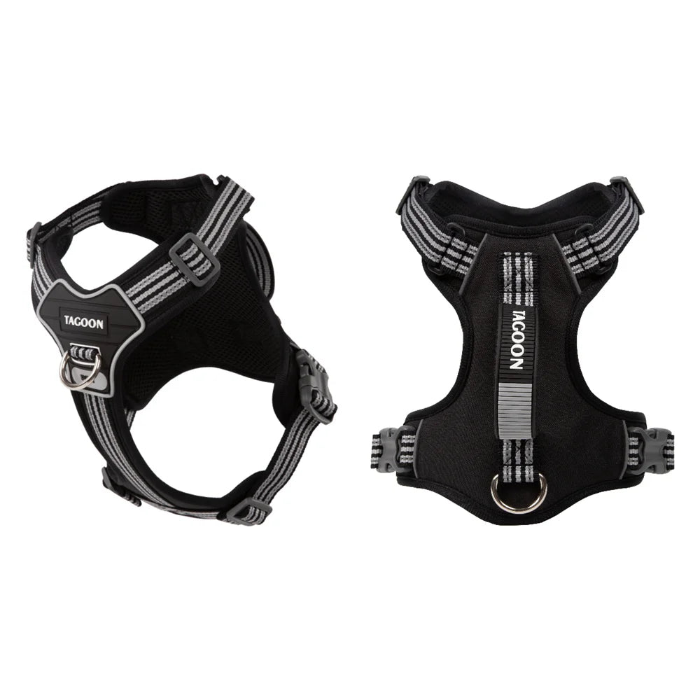 Black dog harness with a handle for small, medium, and large breeds