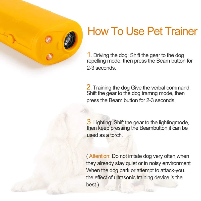 Dog Bark Deterrent Ultrasonic Training Device with LED