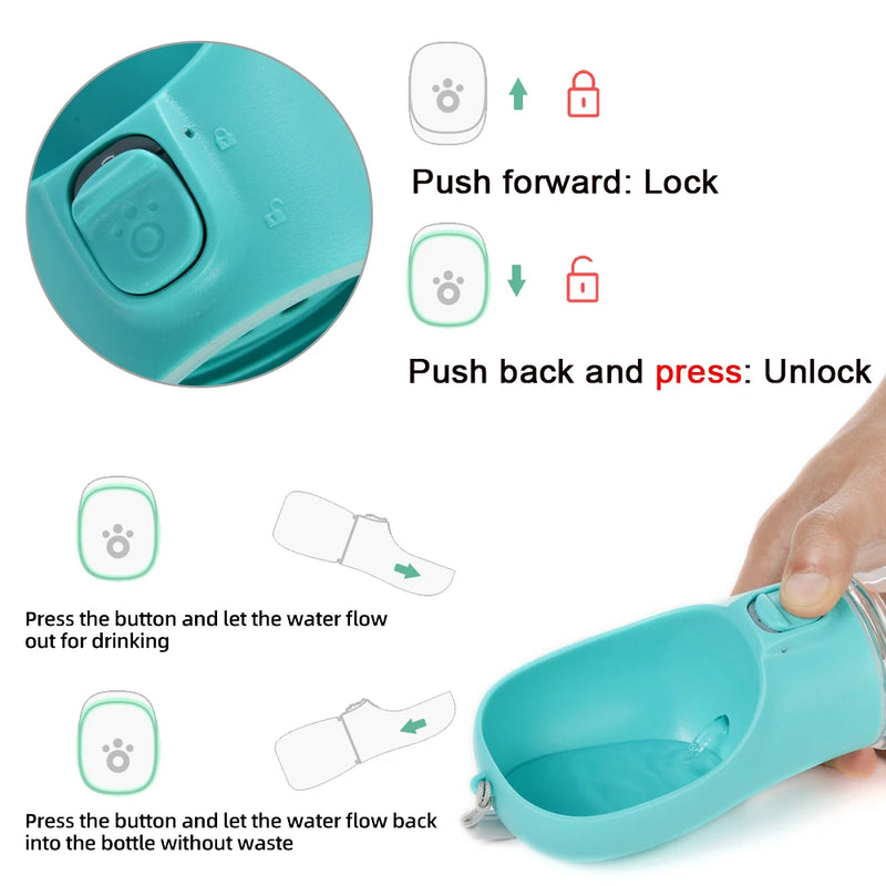 Bouteille d'eau portable pour animaux avec bol intégré