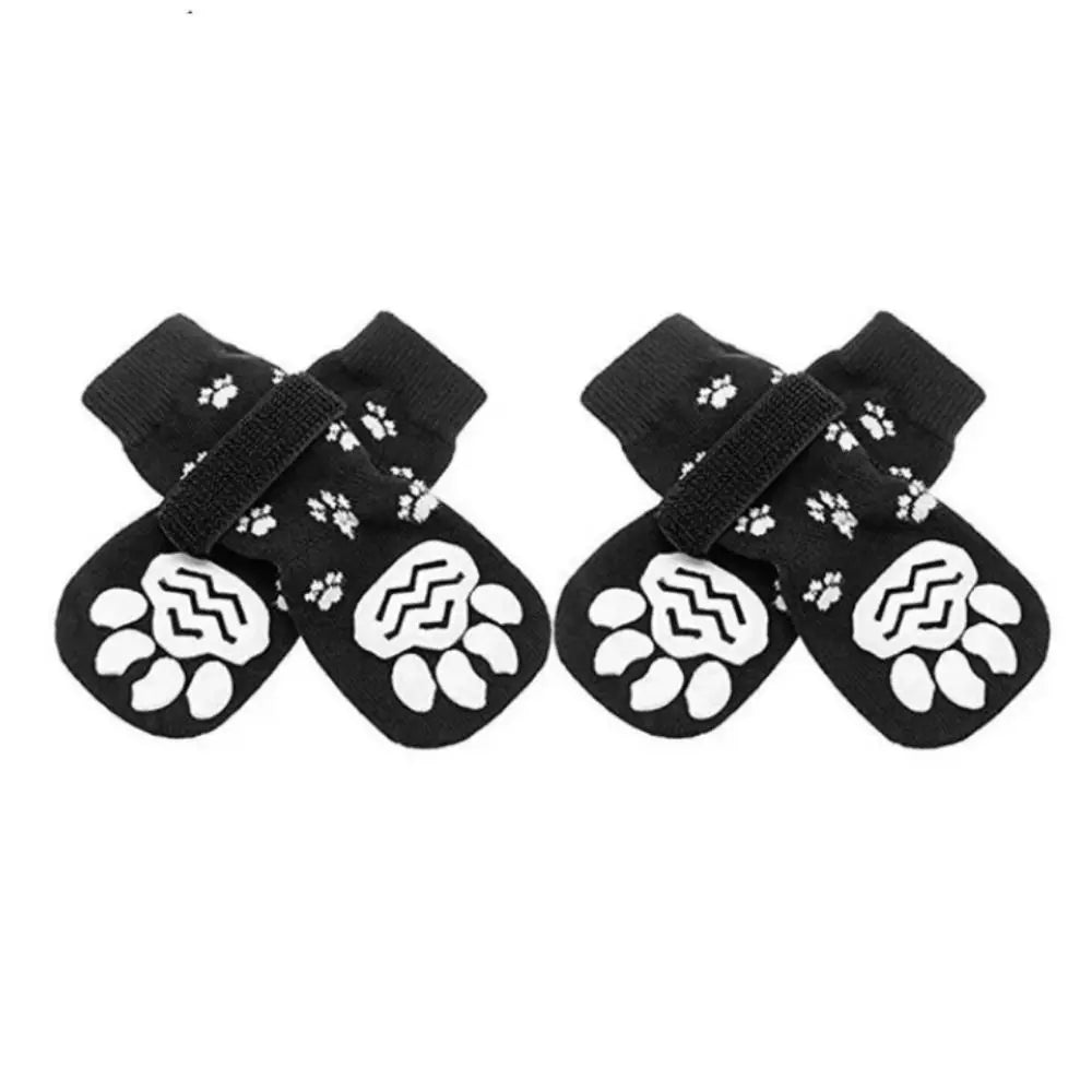 Breathable Anti-Slip Dog Socks with Paw Print Design (4-Pack)