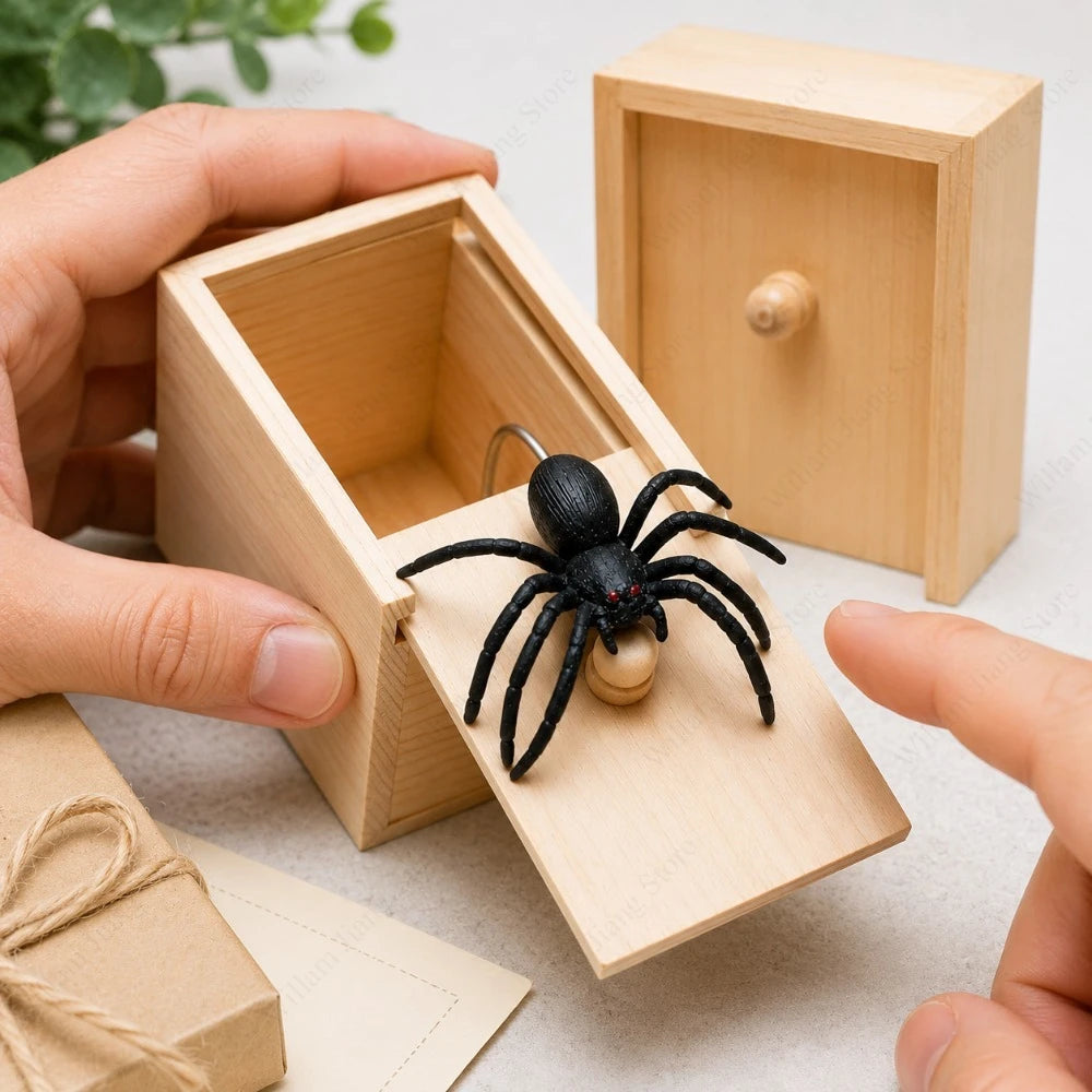 Wooden Spider Surprise Prank Box Set