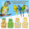 Trajes de vuelo coloridos y lavables para loros con adorables lazos de pañal y patrones frutales