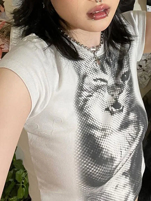 Top Crop con Estampado Animal