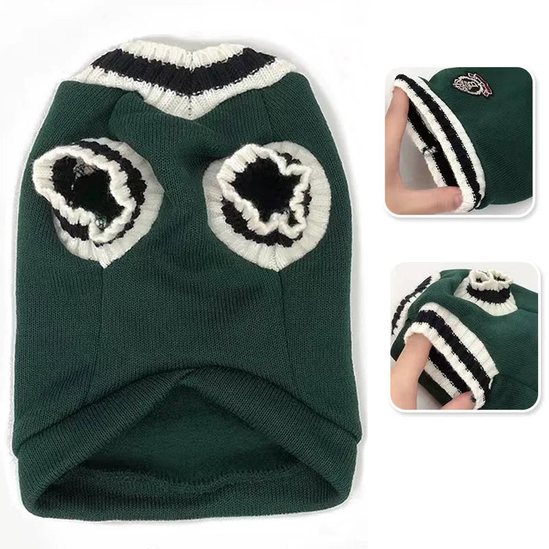Classic V-Neck Knit Dog Sweater for Fall & Winter