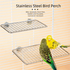 Stainless Steel Bird Perch Platform with Secure Cage Mount