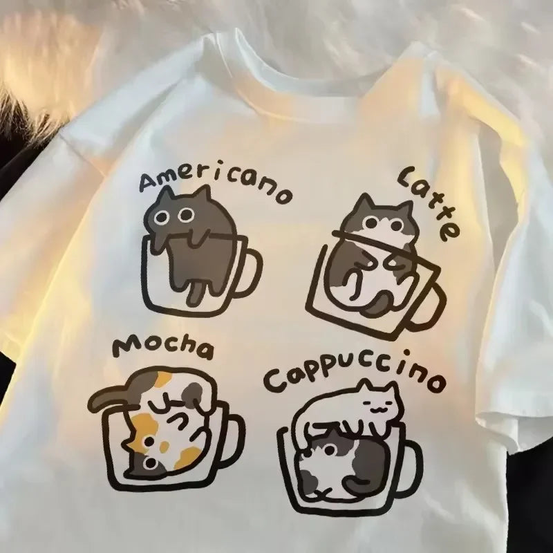 Camiseta de Mujer con Estampa Graciosa de Gato