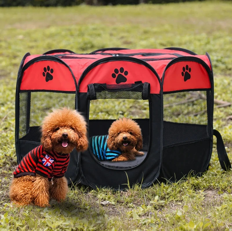 Foldable Octagonal Pet Tent with Breathable Mesh - Portable Outdoor Dog & Cat Shelter