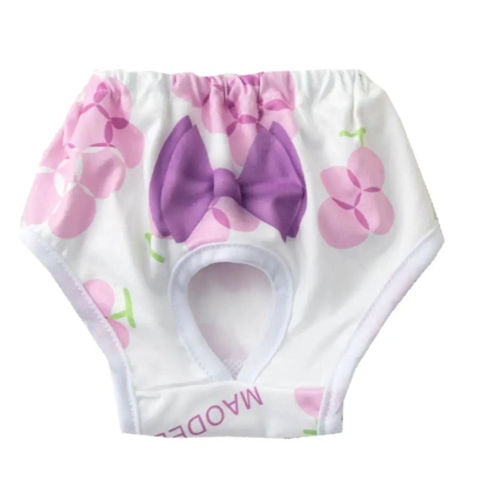 Reusable Leakproof Dog Diaper Pants with Cute Cartoon Print