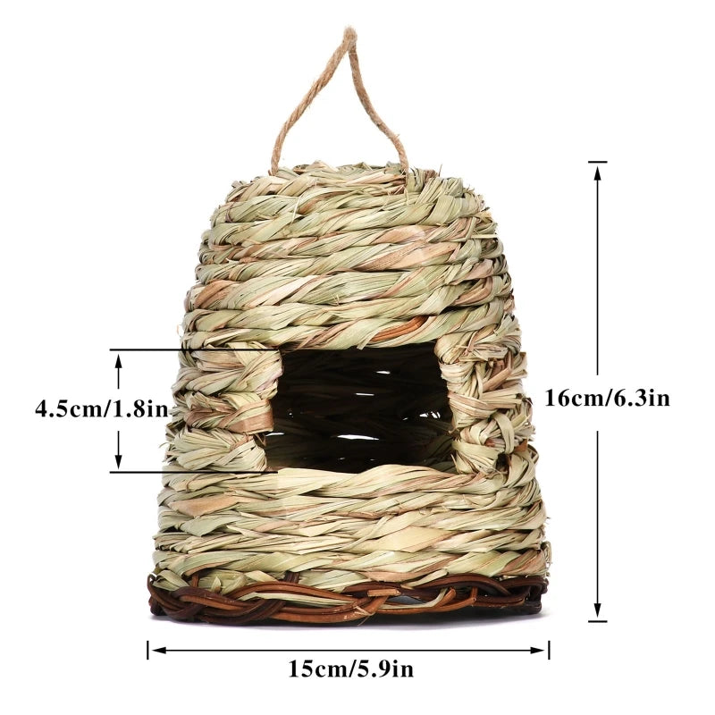 Handwoven Natural Grass Hanging Bird Nest for Small Birds