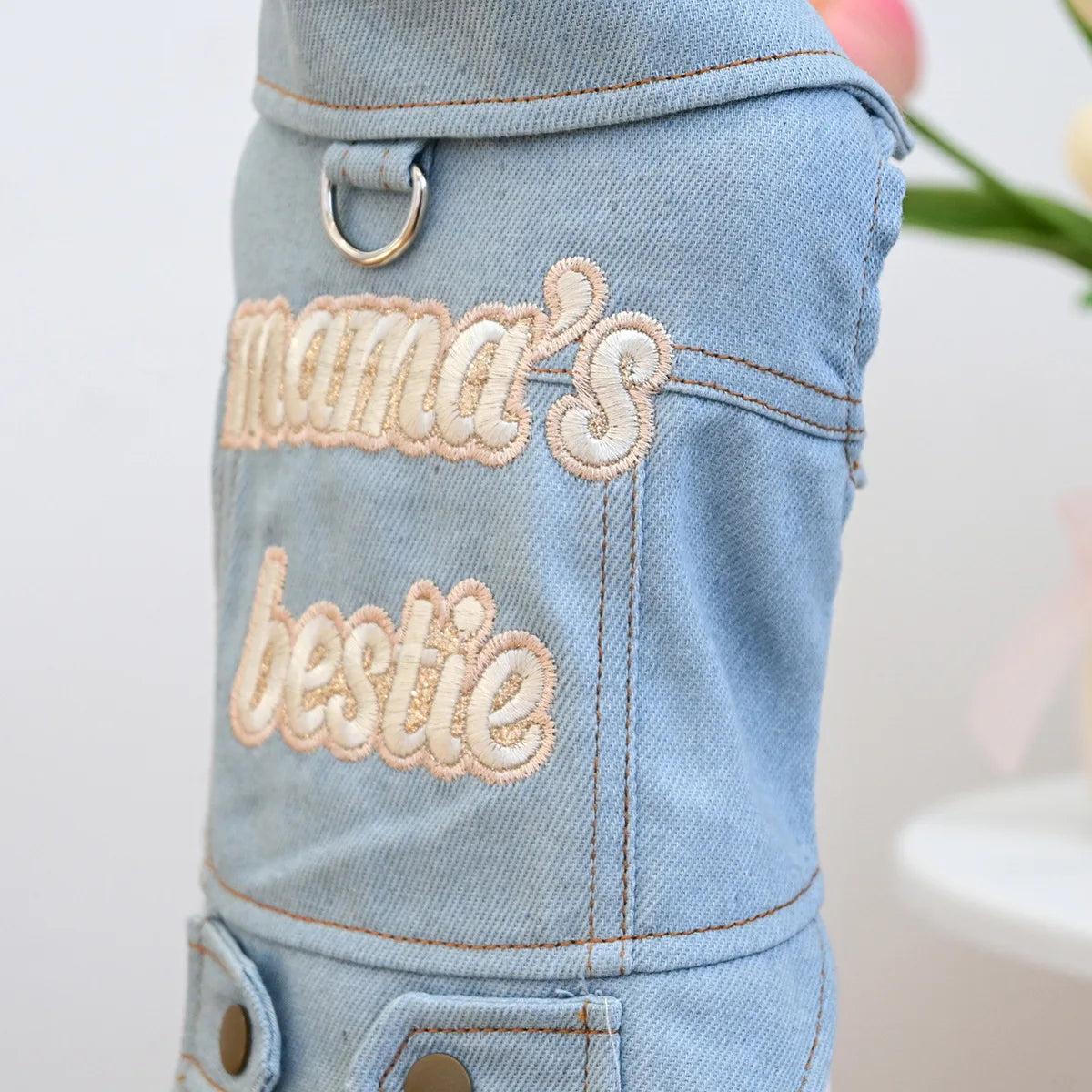 Charming Denim Jacket for Small Dogs with Playful Prints