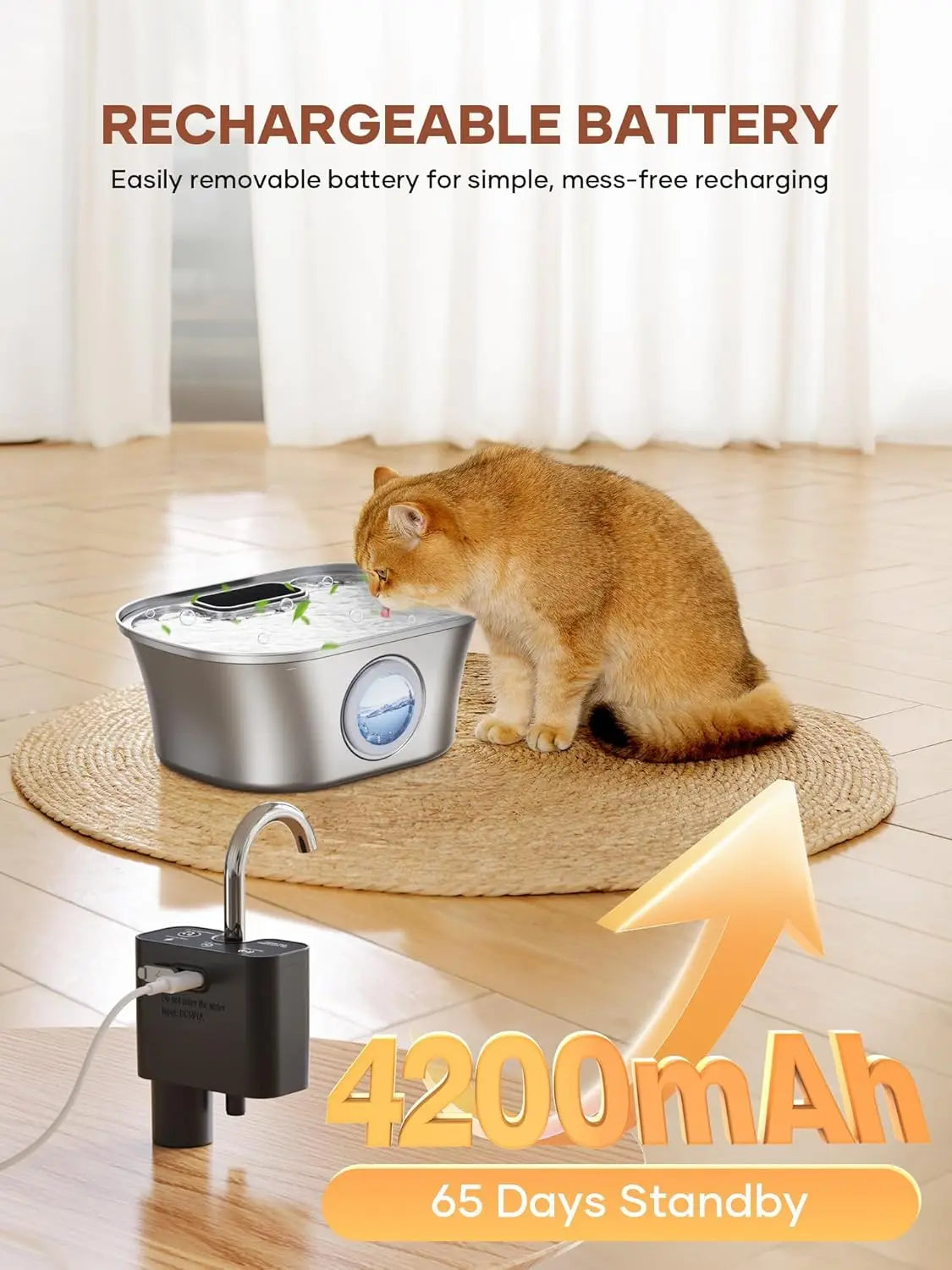 3.2L Stainless Steel Cat Water Fountain with Smart Sensor