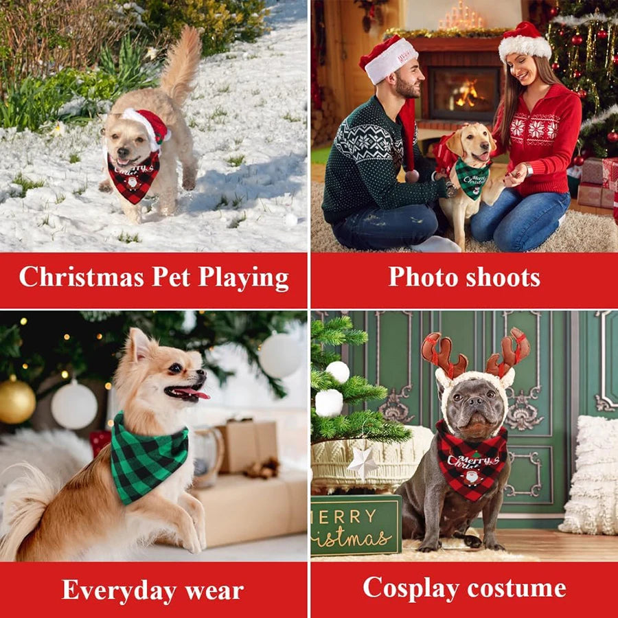 Christmas Triangle Dog Bandana Scarf with Adjustable Fit