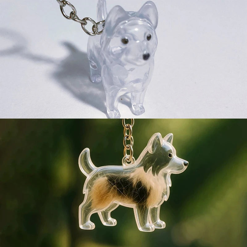 Transparent Pet Hair Keepsake Charm for Keys