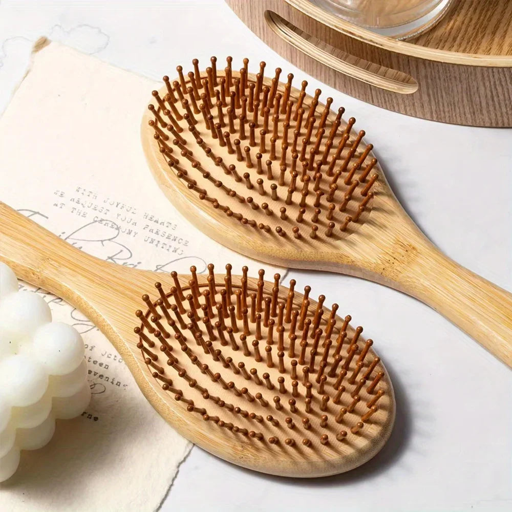 Natural Bamboo Air Cushion Scalp Massage Hair Brush – Detangling & Anti-Static