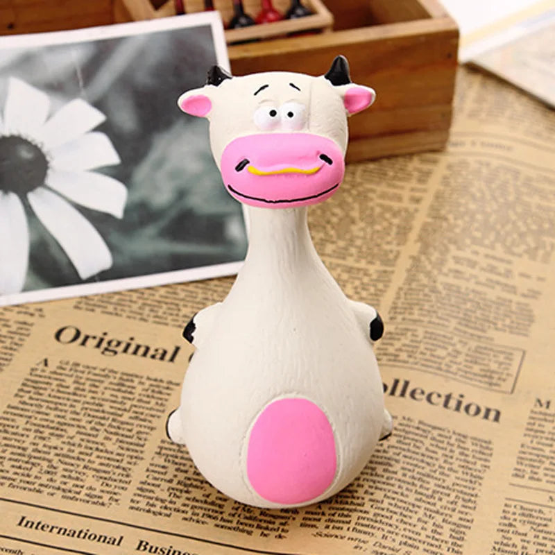 Latex Dog Toy Squeaky Elephant Cow Rubber Interactive Chew Toy