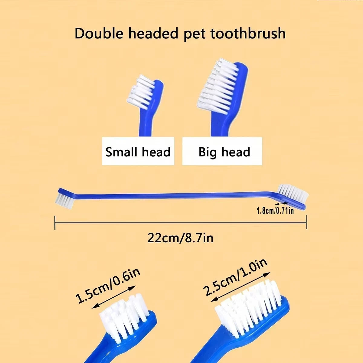 Long-Handle Double-Head Pet Toothbrush Set for Dogs and Cats
