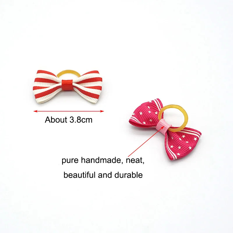 Pet Hair Bows with Elastic Bands (100-Pack)